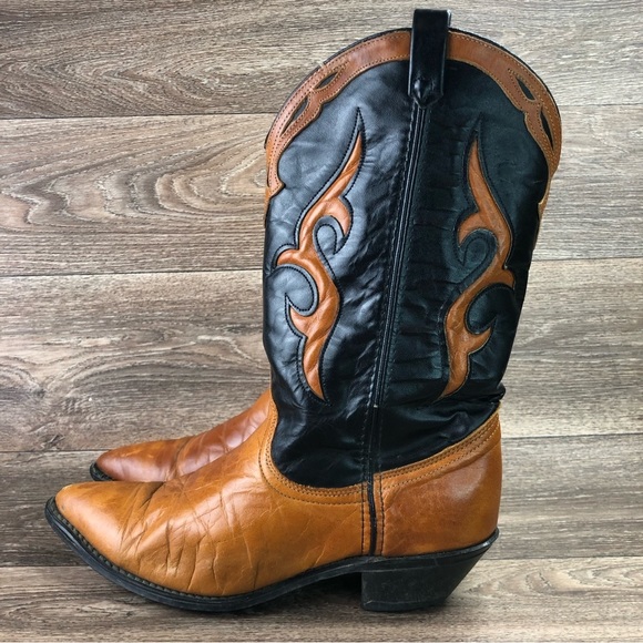dingo Shoes - Dingo Inlay Black Brown Pointed Toe Cowgirl Wester Boots 17694 Women's Size 8.5